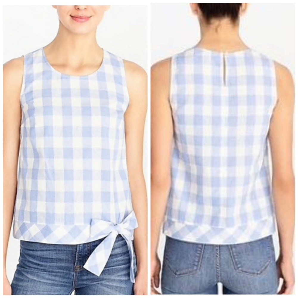 🎈J Crew Gingham Linen Blend Blouse, EUC S 4